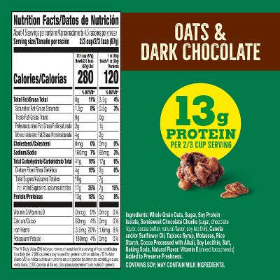 Nature Valley Protein Oats 'n Dark Chocolate Crunchy Granola - 11oz: Cholesterol Free, No Artificial Flavors