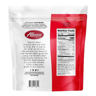 Albanese Worlds Best 12 Flavor Gummi Bears Candy - 36oz