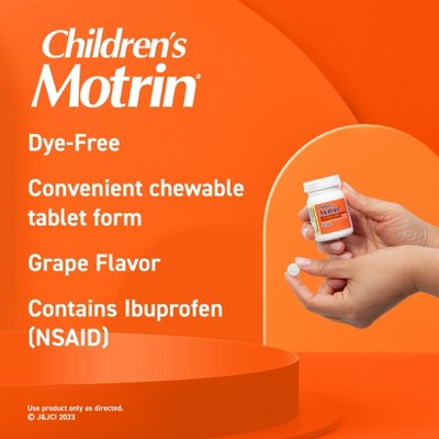 Children's Motrin Dye-Free Pain Reliever and Fever Reducer Ibuprofen (NSAID) ChewableTablets - Grape Flavor - 24ct