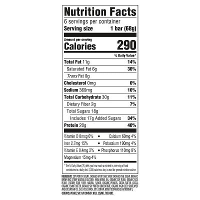 CLIF BUILDERS Chocolatey Peanut Butter 20g Protein Bars - Gluten Free - 2.4oz/6ct