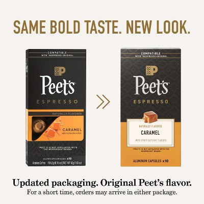 Peet's Coffee Caramel Dark Roast Espresso Capsules - 10ct: Compatible With Nespresso Original Line, Arabica Beans