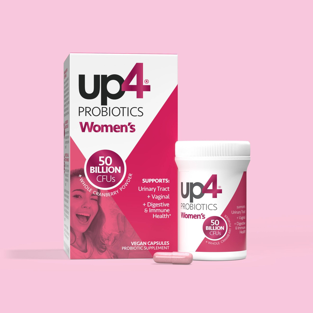 UP4 Probiotikum für Frauen mit Bio-Cranberry, vegan, Probiotikum mit Cranberry für Frauen - 60 Stk.
