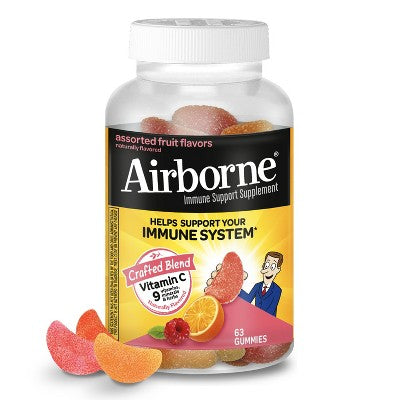 Airborne Immune Support Gummies with Vitamin C & Zinc - Assorted Fruit - 63ct