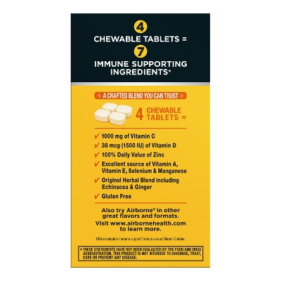 Airborne Immune Support Chewable Tablets with Vitamin C & Zinc - Citrus - 96ct