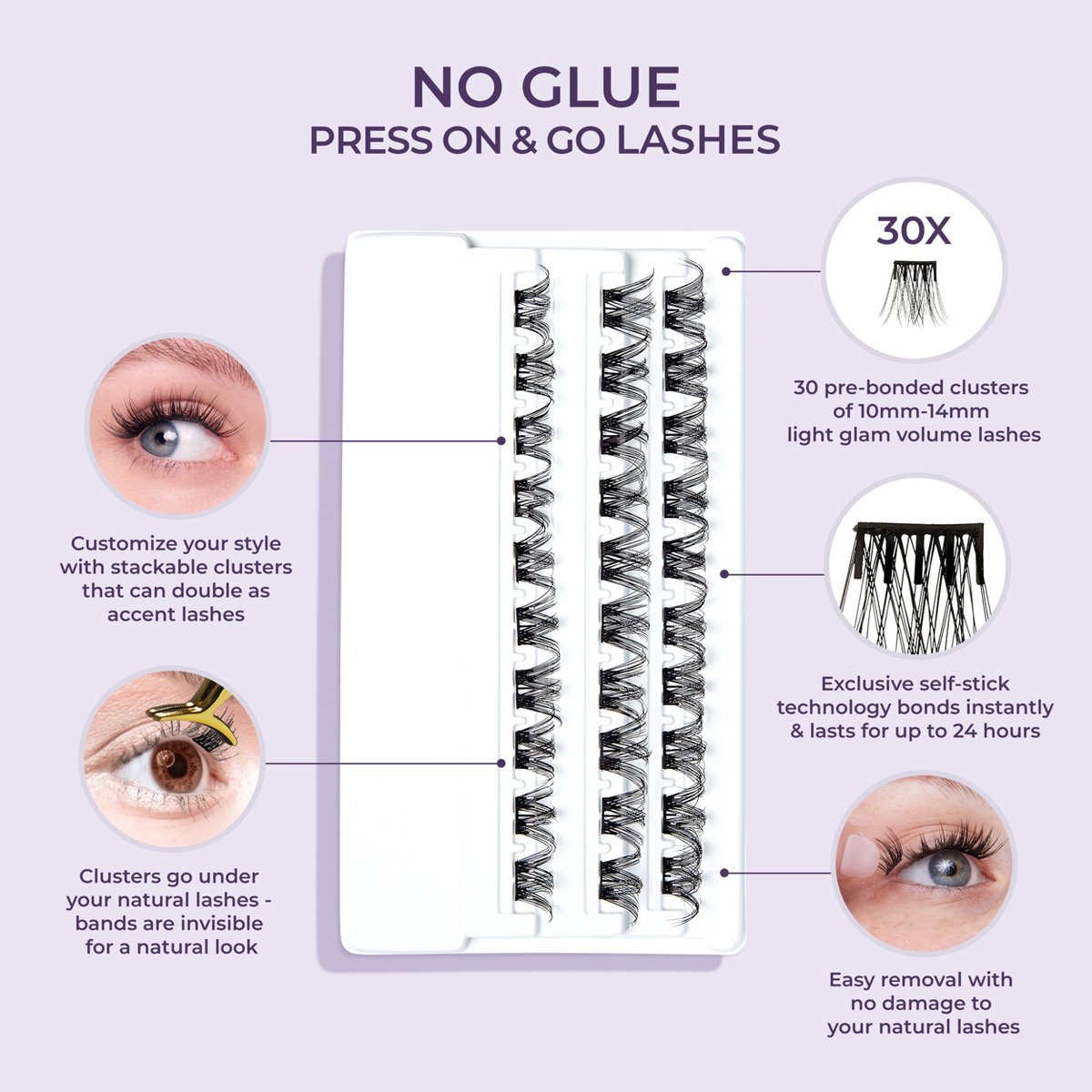 KISS imPRESS Curly Press On Lash Clusters Refill, 30ct