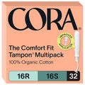 Cora Organic Cotton Tampons Multipack - Regular/Super Absorbency - 32ct