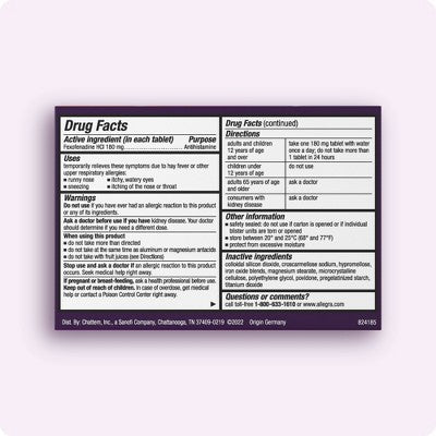 Allegra 24 Hour Allergy Relief Tablets - Fexofenadine Hydrochloride