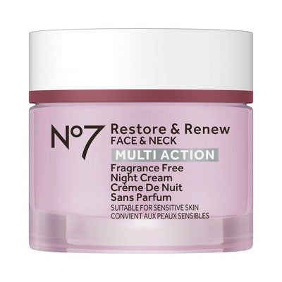 No7 Restore & Renew Face & Neck Multi Action Fragrance Free Night Cream - 1.69 fl oz