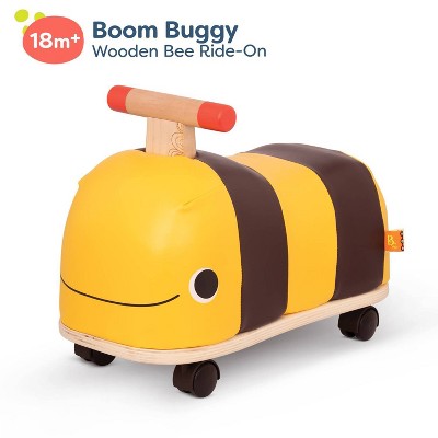 B. toys Wooden Bee Ride-On - Boom Buggy: Toddler Push Toy, Physical Fitness Builder, Max Capacity 88 lbs
