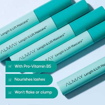 Almay Length & Lift Mascara - Blackest Black - 0.24 fl oz: Hypoallergenic, Fragrance-Free, Finish Including Applicator