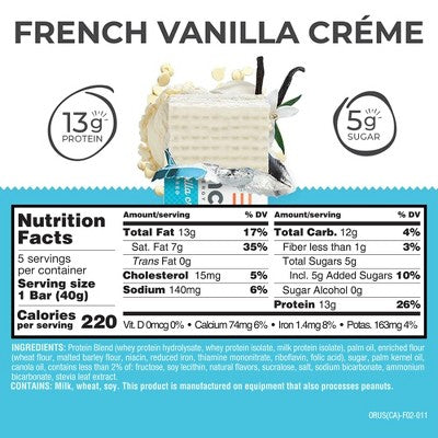 Power Crunch Wafer French Vanilla Whey Protein Energy Bars - 14g Protein - 5ct