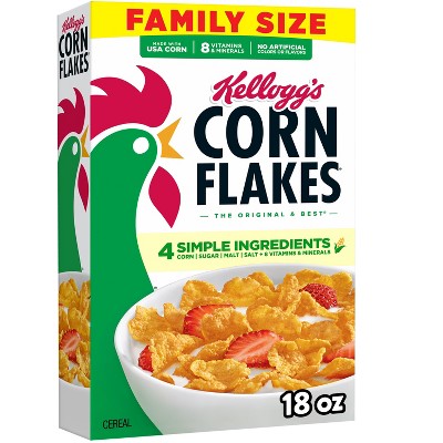 Kellogg's Corn Flakes Breakfast Cereal - 18oz: Fat Free, No High Fructose Corn Syrup