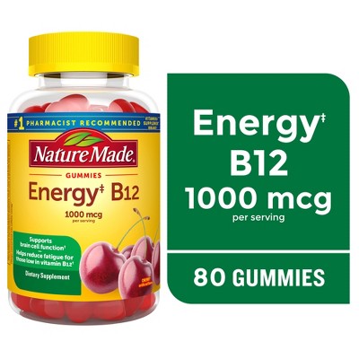 Nature Made Energy Vitamin B12 1000 mcg Gummies - Cherry & Mixed Berry - 80ct