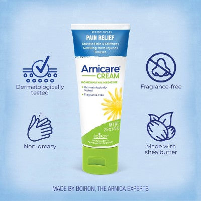 Boiron Arnicare Cream for Soothing Relief for Joint Pain, Muscle Pain, Muscle Soreness and Swelling from Bruises or Injury Fast Absorbing - 2.5oz