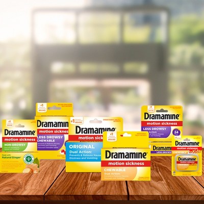 Dramamine All Day Less Drowsy Motion Sickness Relief Chewable Tablets - Raspberry Cream - 12ct