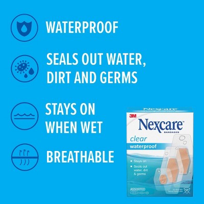 Nexcare Waterproof Bandages Knee and Elbow, Clear, 2 3/8 in x 3 1/2 in, 8 ct.