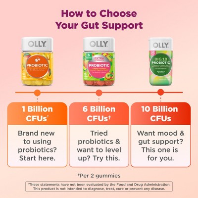 OLLY Extra Strength Probiotic Gummies for Immune and Digestive Support - Gluten-Free, No Artificial Flavors - 50ct