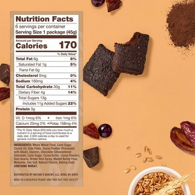 Nature's Bakery Double Chocolate Brownie Bars - 9.54oz/6ct