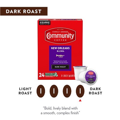 Community Coffee New Orleans Blend Dark Roast Coffee - Single Serve Pods - 24ct: Compatible With Keurig K-Cup, Arabica Beans