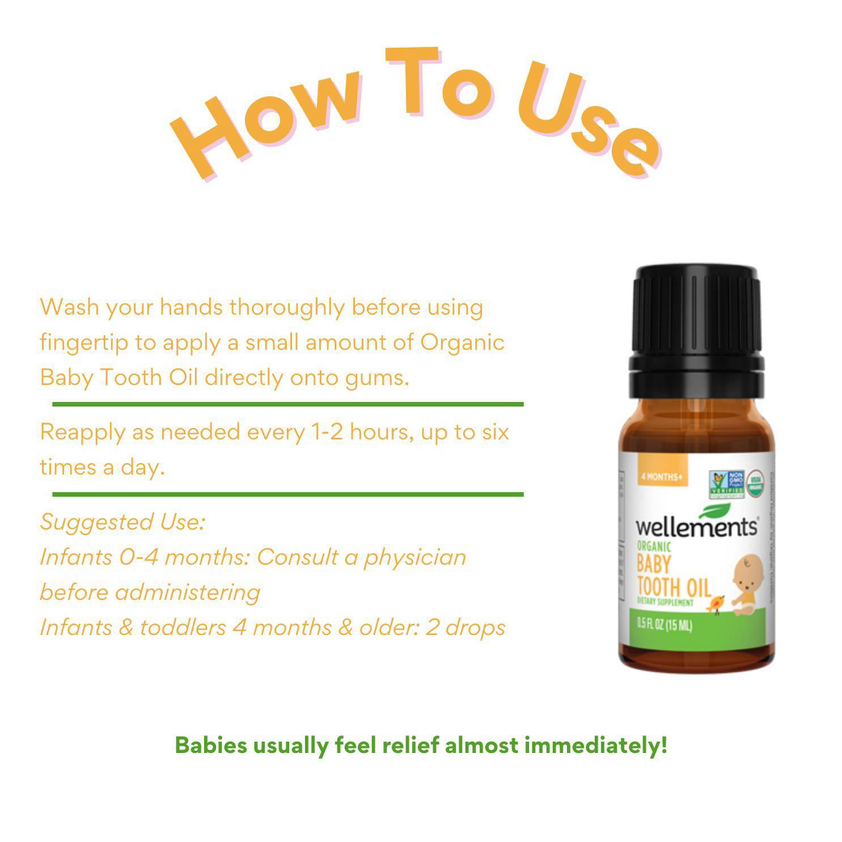 Wellements Organic Baby Tooth Oil Zahnungsöl für Babys 0.5 fl oz