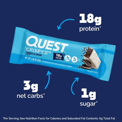 Quest Nutrition Crispy Hero Cookies & Cream Whey Protein Bars - 18g Protein - 4ct