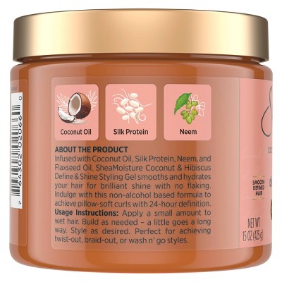 SheaMoisture Coconut & Hibiscus + Flaxseed Defining Styling Hair Gel - 15oz