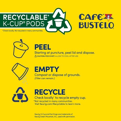 Cafe Bustelo Espresso Dark Roast Coffee Pods - Keurig K-Cup Pods