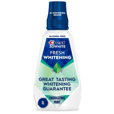 Crest 3D White Brilliance Alcohol Free Whitening Mouthwash, Clean Mint - 33.8 fl oz