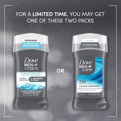 Dove Men+Care 72hr Solid Deodorant Stick Clean Comfort - Aluminum-Free 3oz