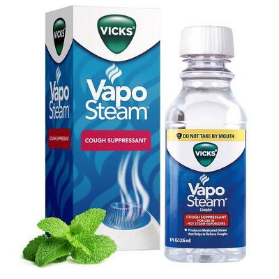 Vicks VapoSteam Liquid for Humidifiers & Vaporizers, Cough Suppressant with Camphor - 8 fl oz