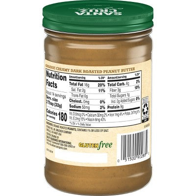 Santa Cruz Organic Dark Roasted Creamy Peanut Butter - 16oz