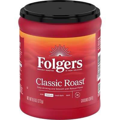 Folgers Classic Medium Roast Ground Coffee, 9.6oz