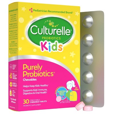 Culturelle Kids Daily Probiotic Chewable Tablets for Immune Support, Digestive and Oral Health - Berry - 30ct