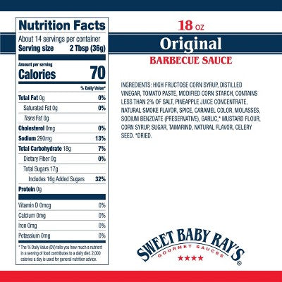 Sweet Baby Ray's Barbecue Sauce - 18oz: Gluten-Free