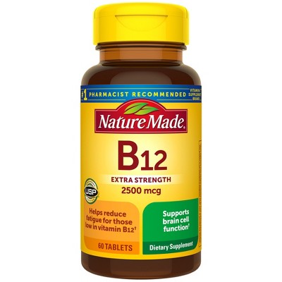 Nature Made Extra Strength Vitamin B12 2500 mcg, B12 Vitamin Tablets, Energy Metabolism Support, USP Verified - 60ct
