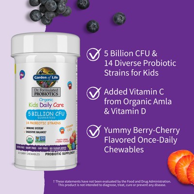 Kid's Garden of Life Dr. Formulated Organic Probiotic Daily Chewables - Berry & Cherry - 30ct