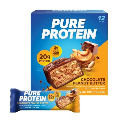 Pure Protein Chocolate Peanut Butter Whey Protein Isolate Bar - 20g Protein - 12ct