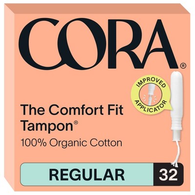 Cora Organic Cotton Tampons - Regular Absorbency - 32ct