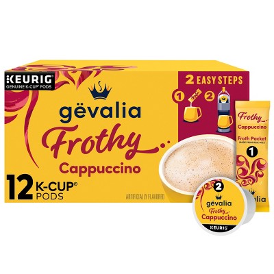 Gevalia Cappuccino Dark Roast Coffee Pods - 12ct: Arabica Beans, Compatible With Keurig