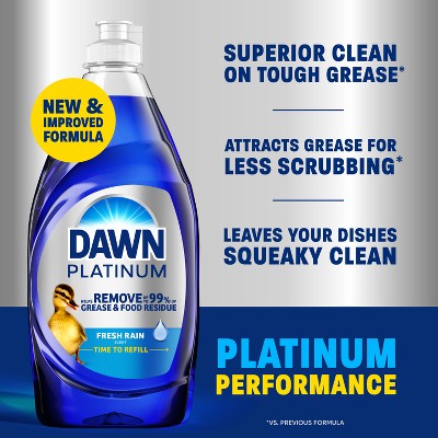 Dawn Fresh Rain Platinum Dish Soaps - 24 fl oz: Liquid Cleaner, Removes Grease, Multi-Surface Use