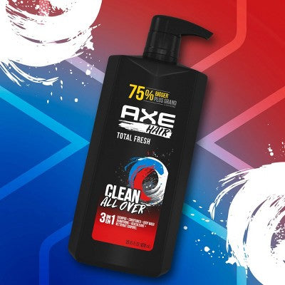 Axe Clean Fresh 3-in-1 Body Wash + Shampoo + Conditioners - 28 fl oz
