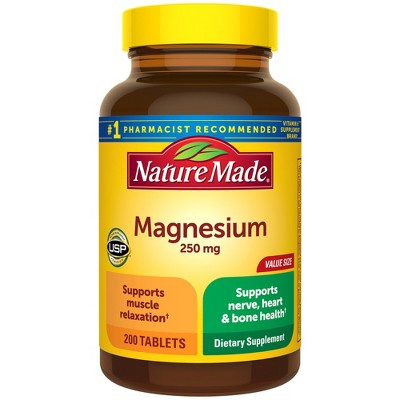 Nature Made Magnesium Oxide 250mg Muscle, Nerve, Bone & Heart Support Supplement Tablets - Gluten-Free, 200ct