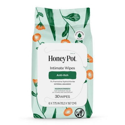 Honey Pot Anti Itch Intimate Wipes - 30 ct
