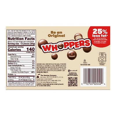 Whoppers Malted Milk Balls Movie Theater Box Candy - 5oz