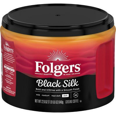 Folgers Black Silk Dark Roast Ground Coffee - 22.6oz