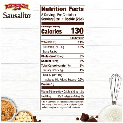 Pepperidge Farm Sausalito Crispy Milk Chocolate Macadamia Cookies - 7.2oz/8ct: No High Fructose Corn Syrup
