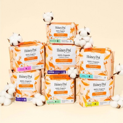 Honey Pot 100% Organic Cotton Comfort Cover Regular Pads - 20 ct