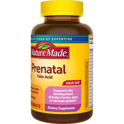 Nature Made Prenatal Multivitamin with Folic Acid, Prenatal Vitamin & Mineral Supplement Tablet, USP Verified - 250ct