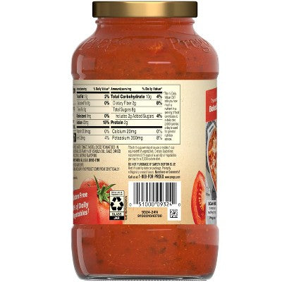 Prego Pasta Sauce Italian Tomato Sauce with Basil & Garlic - 24oz: Gluten-Free, Vegan, No Added Sugar