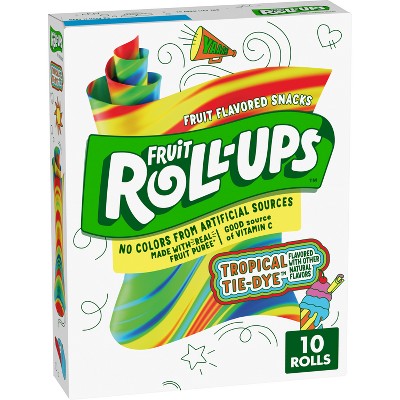 Betty Crocker Fruit Roll-Ups Tropical Tie-Dye Snacks - 10ct/5oz: Gluten-Free, Plant-Based